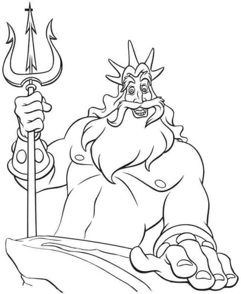 Раскраска Нептун морской царь