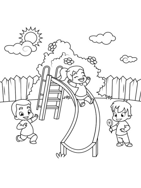 Раскраска дети в детском саду
