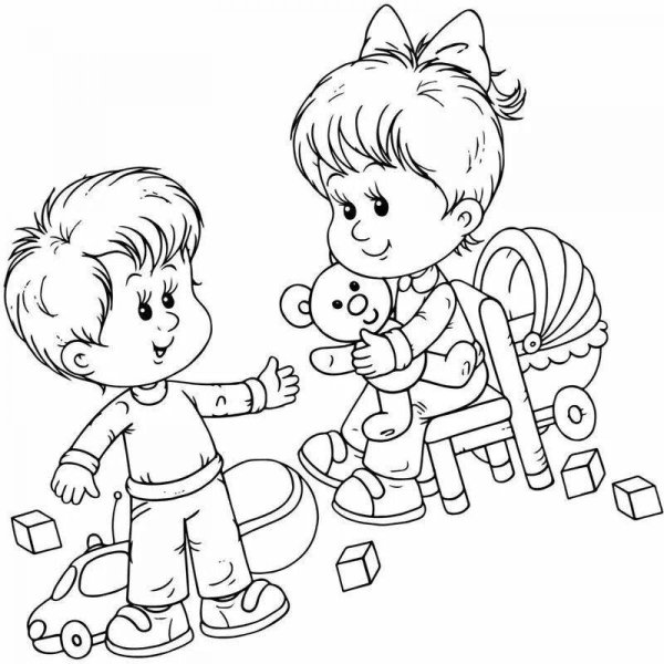 Раскраска. В детском саду