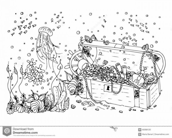 Морские сокровища раскраска