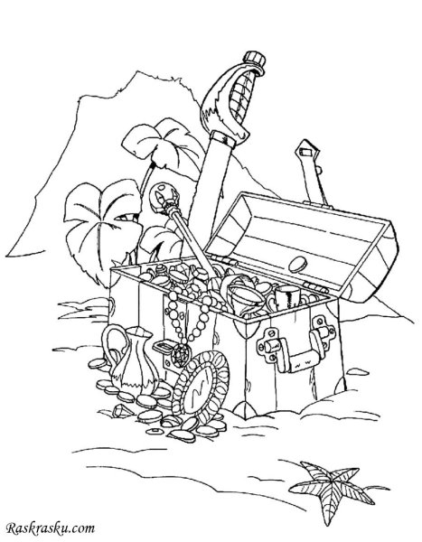 Сундук с сокровищами раскраска