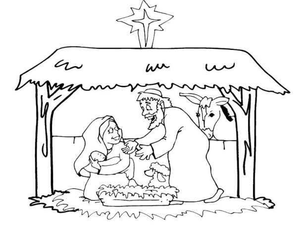 Рождение Иисуса раскраска для детей