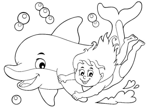 Летние раскраски с дельфином