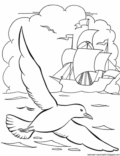 Морской пейзаж раскраска