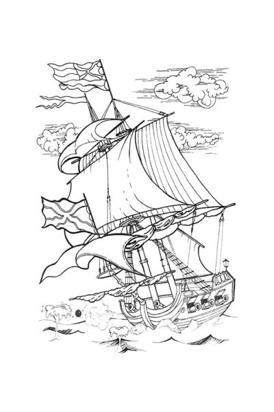 Парусный корабль раскраска
