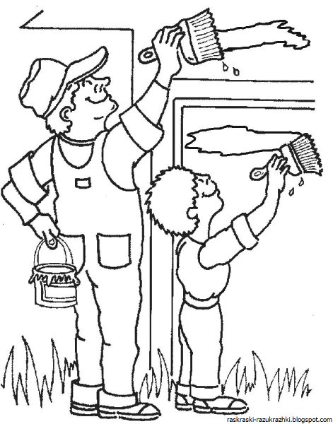 Маляр раскраска для детей