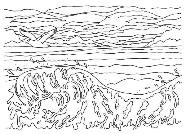 Раскраска море волны