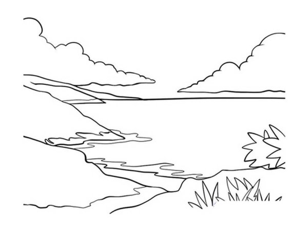 Озеро раскраска для детей