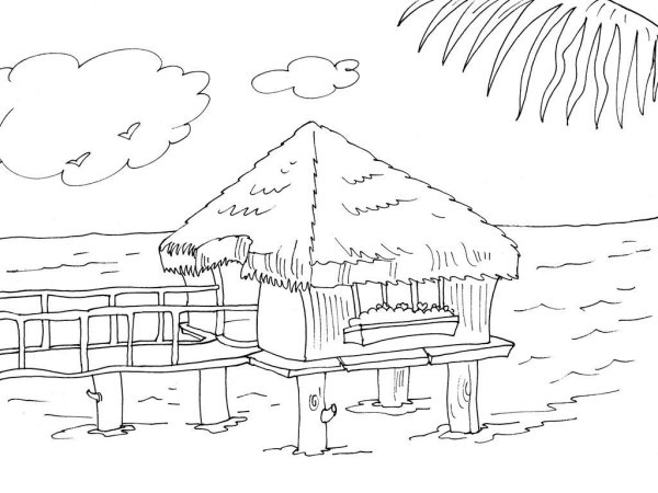 Хижина раскраска для детей