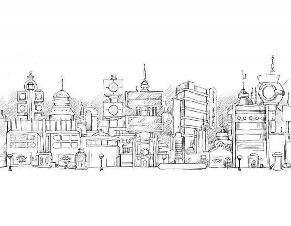 Город будущего раскраска для детей