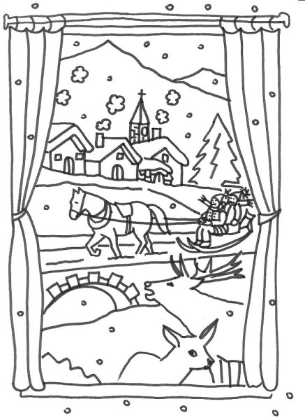 Зимнее окно раскраска