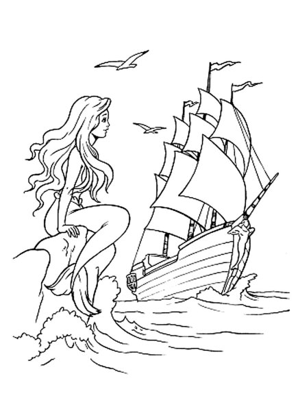 Раскраска к сказке г-х Андерсена Русалочка
