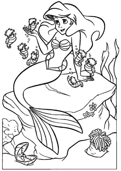 Русалка раскраска для детей 3 лет