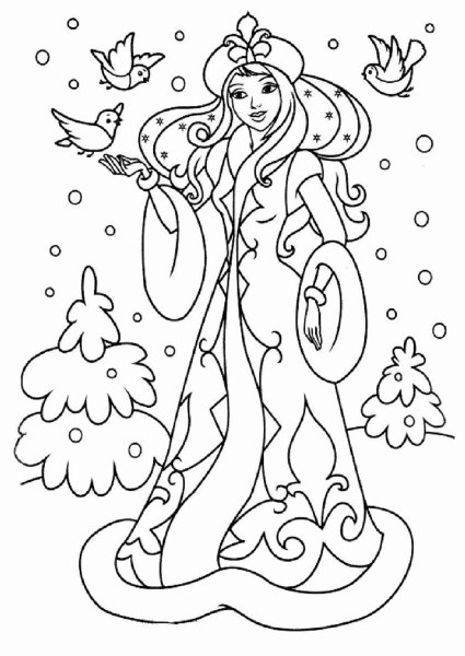 Снегурочка раскраска для детей