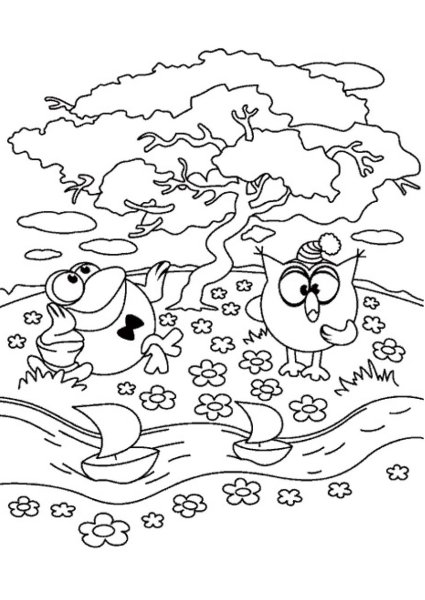 Домики смешариков раскраска