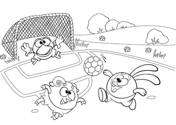 Смешарики спорт раскраска Крош