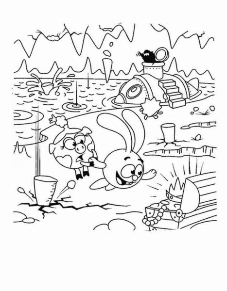 Большая раскраска Смешарики