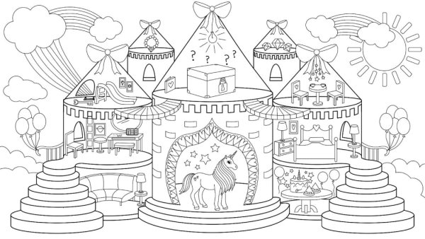 Разукрашки для девочек домики