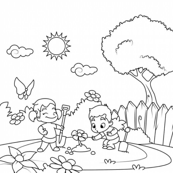 Раскраска природа весной для детей