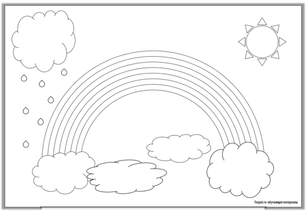 Дети с радугой раскраска легкая