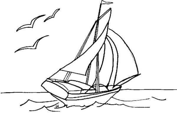 Раскраски яхта в море