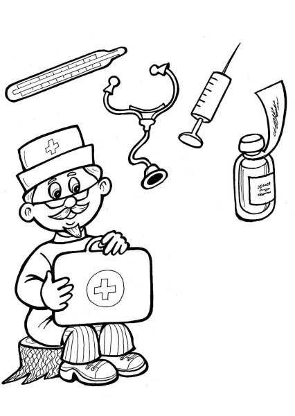 Врач раскраска для детей