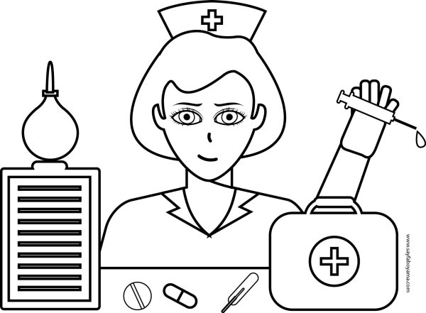 Раскраска медсестра для детей