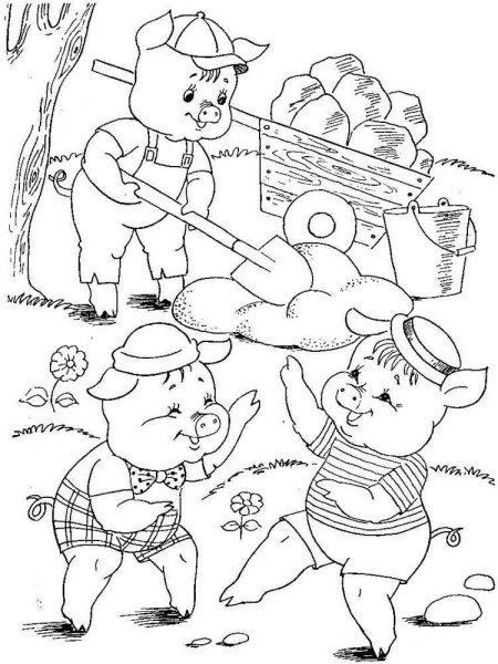 Три поросенка. Сказки-раскраски