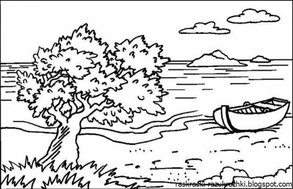 Пейзаж для раскрашивания детям