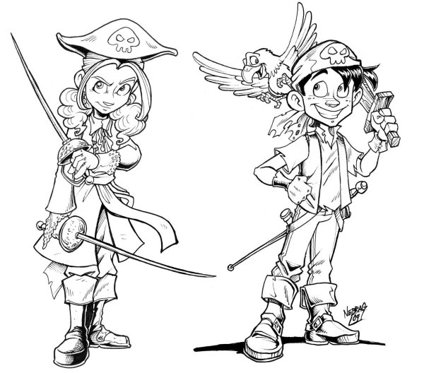 Пират девочка раскраска для детей