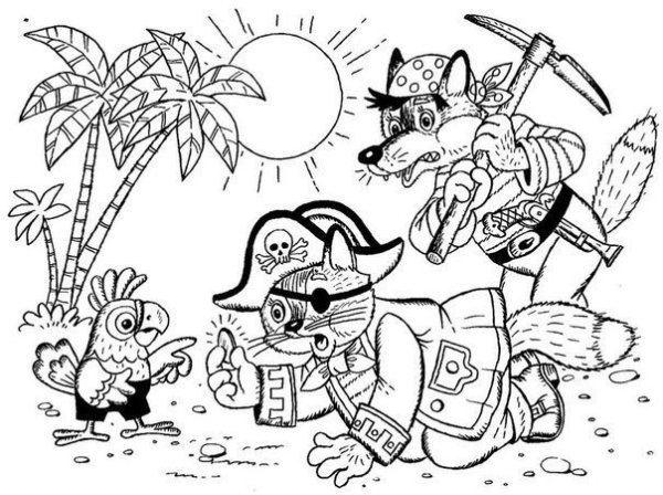 Раскраска кот пират