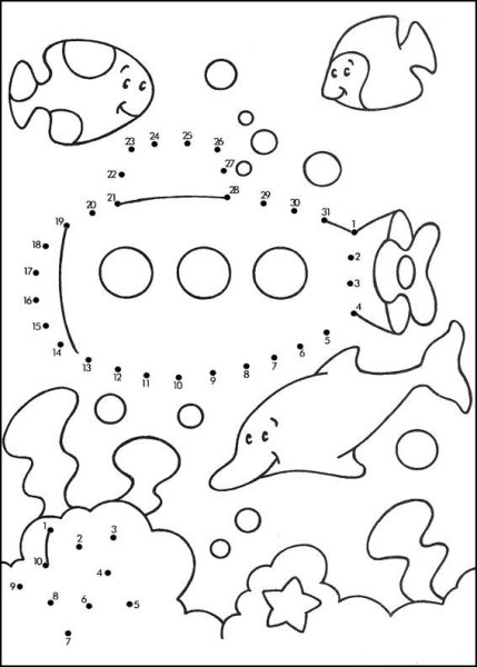 Морские обитатели по точкам