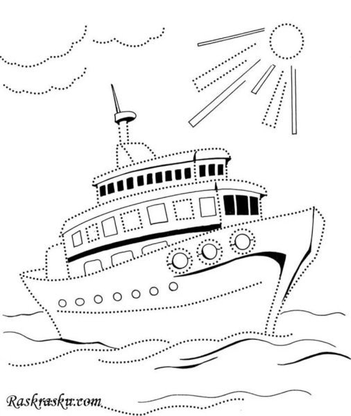 Корабль раскраска для детей