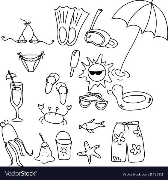 Мини раскраски для наклеек лето