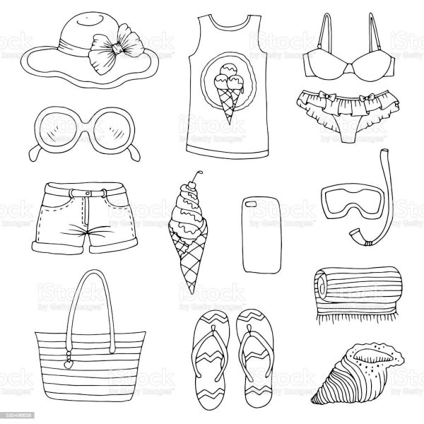 Раскраска летние вещи