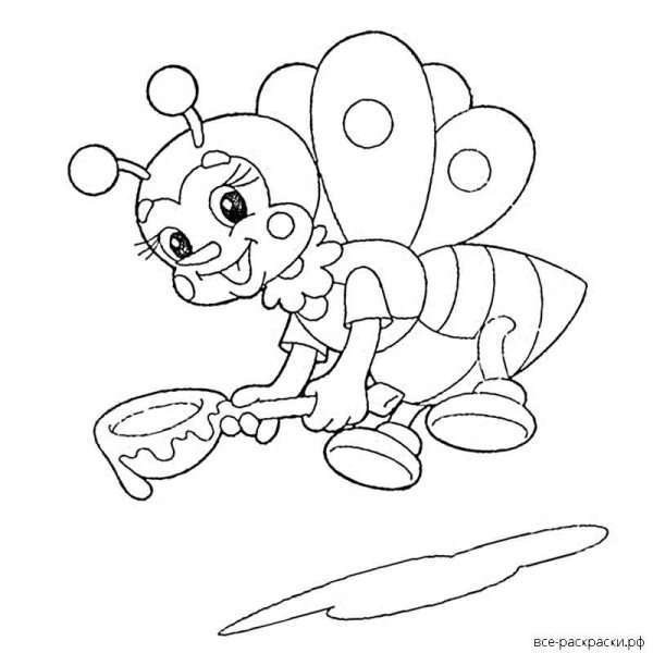 Раскраска пчёлка для детей