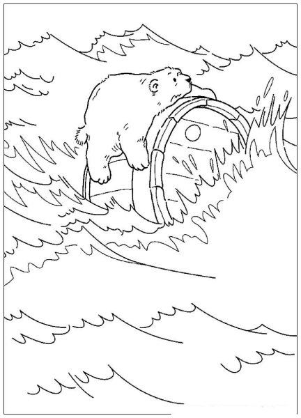 Мишка на море раскраска для детей