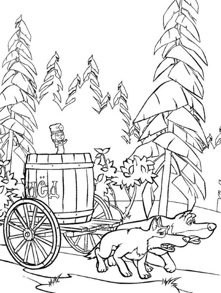 Медвежонок с бочкой раскраска