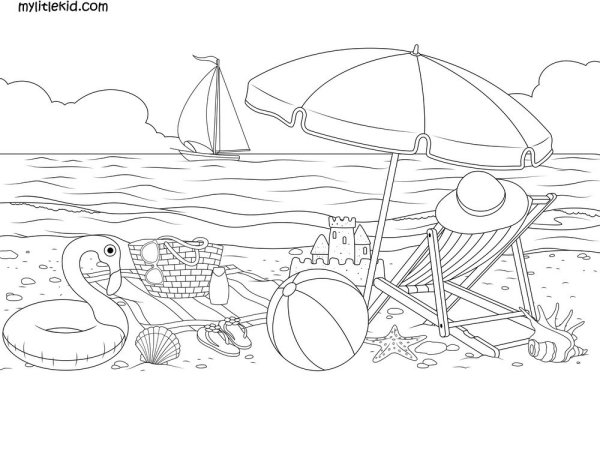 Раскраска для взрослых пляж