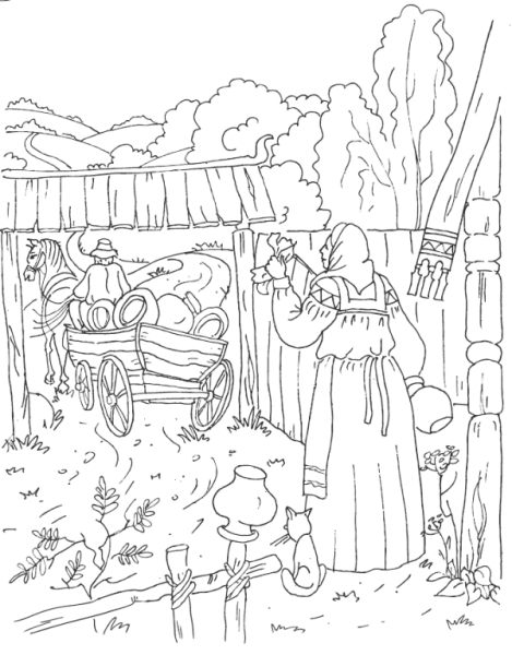 Деревенские раскраски