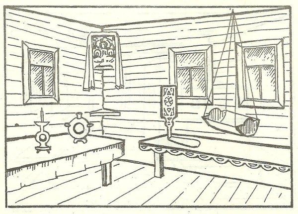 Интерьер древнерусской избы рисунки