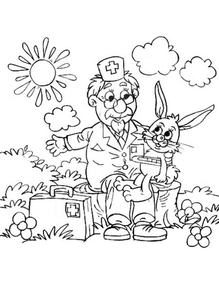 Чуковский Айболит раскраска