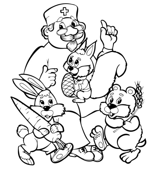 Раскраски героев сказки Чуковского Айболит