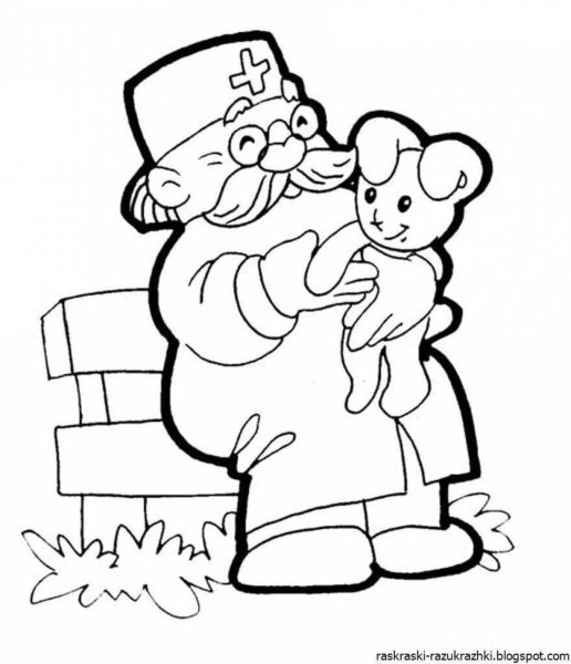 Доктор Айболит раскраска для малышей