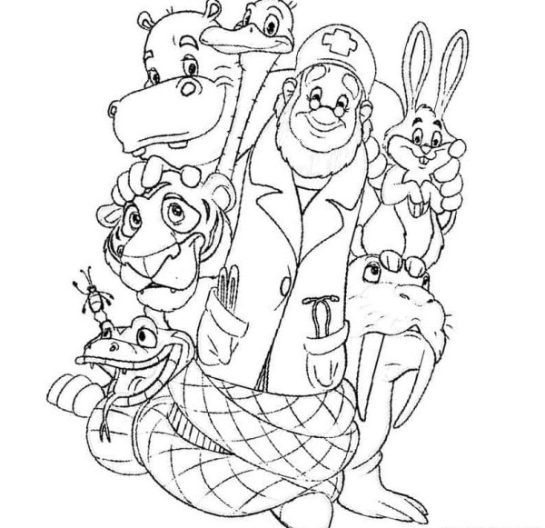 Корней Чуковский доктор Айболит раскраска