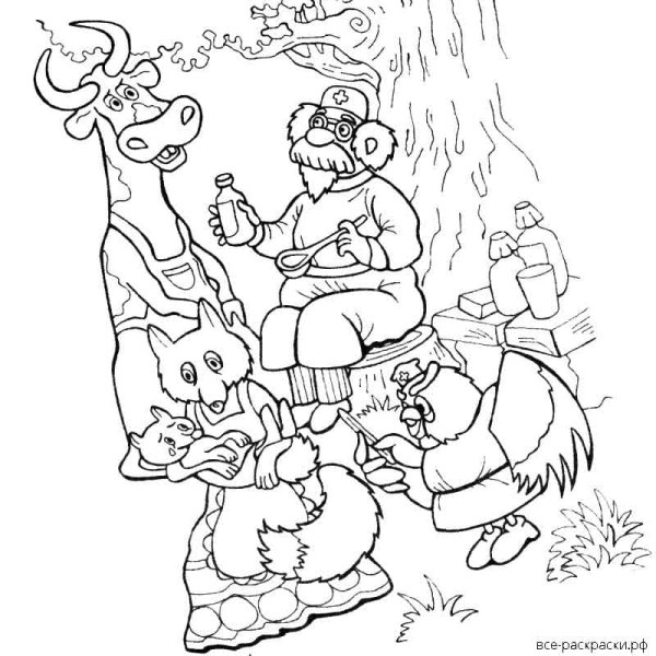 Чуковский Айболит раскраска