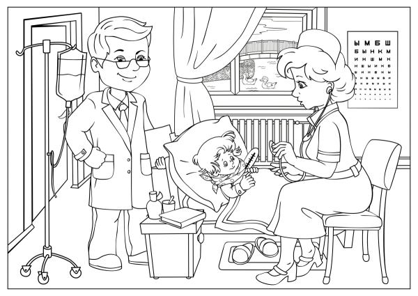 Доктор раскраска для детей