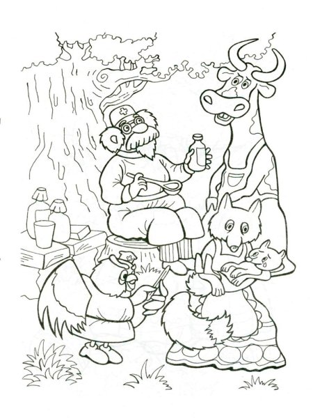 Раскраски по сказке доктор Айболит