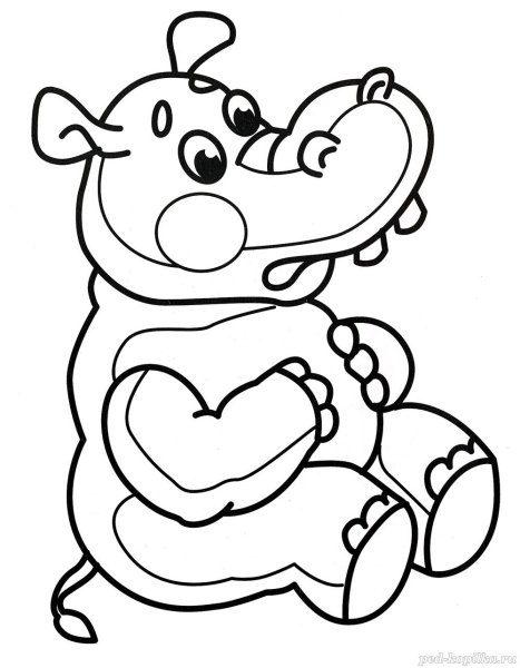 Бегемот Чуковский раскраска