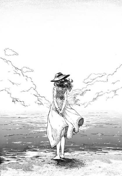 Графика девушка и море